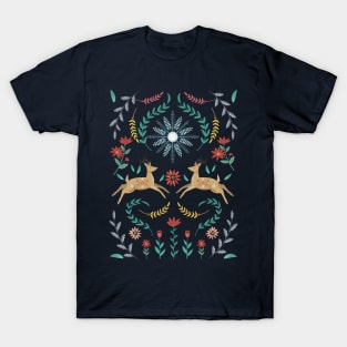 Folk Art Christmas Deer T-Shirt